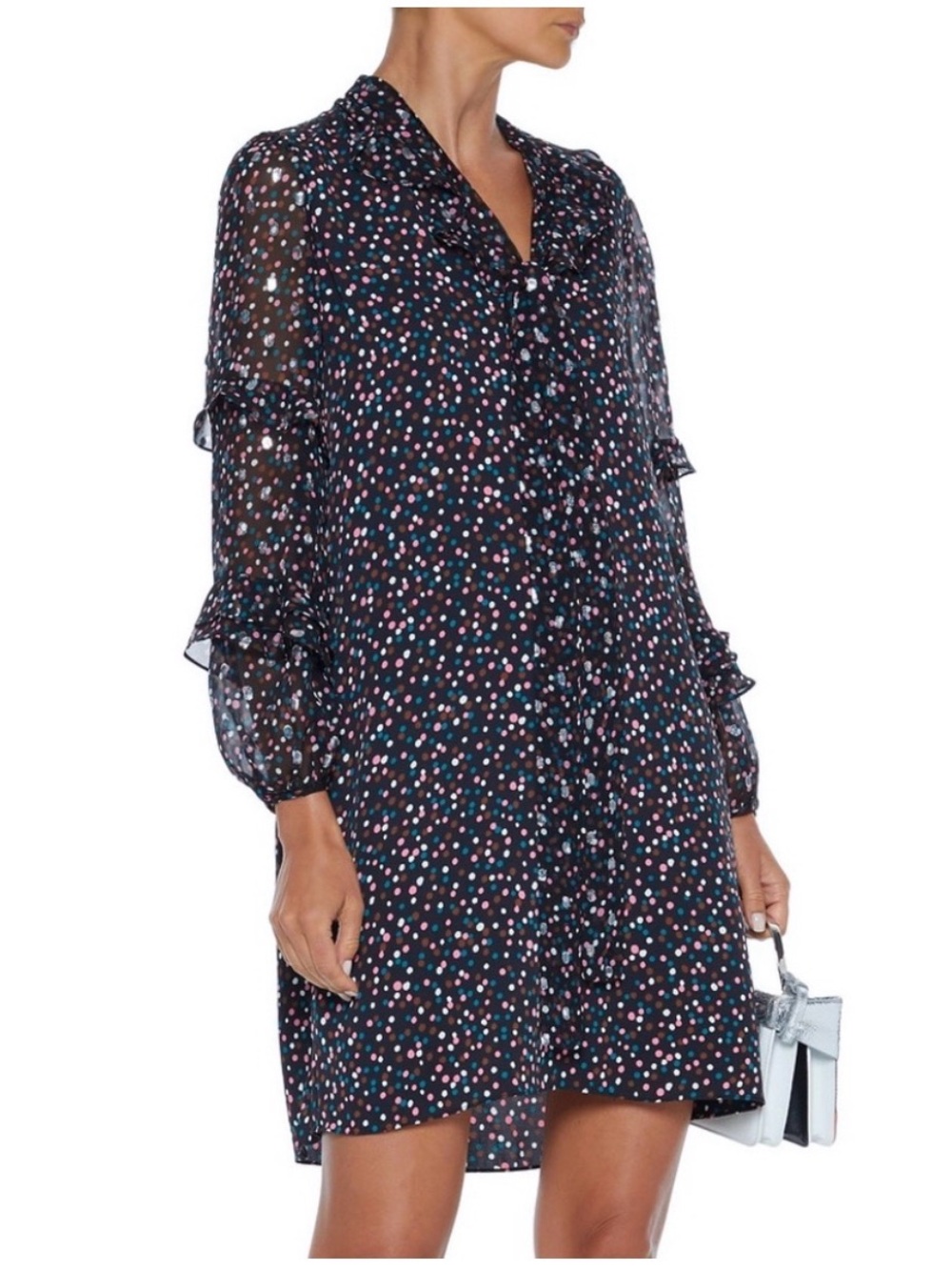 Diane Von Furstenberg Multicolor Polka Dot Ruffle Mini Dress